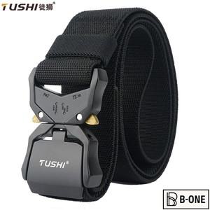 TUSHI 남자 벨트 육군 야외 사냥 전술 등산 다기능 나일론 캔버스 짠 바지