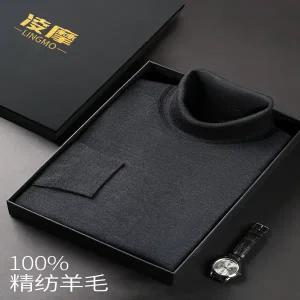 목티 폴라티 터틀넥 목폴라티 남자 남성 얇은 스웨터 100 순수 울 검정색 베이스 레이어 니트웨어 2025년