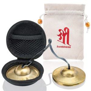 보관함과 패브릭 케이스가 포함된 젠블레스 티베트 팅샤 심벌즈 2개, 영적 치유 마음챙김을 위한 명상 황동 차임벨, 요가 불교, 릴랙세이션 악기