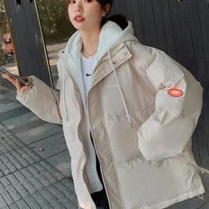 웰론 퍼 후드 패딩 여성 보온 캐주얼 윈터 코트