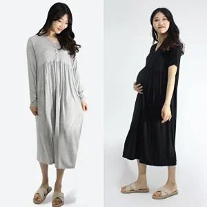 고품질 임산부 원피스 긴팔 반팔 수유복 수유원피스 빅사이즈 임산부잠옷 수유복 수유잠옷 임산복 WFH66UX