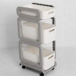바퀴형 이동식 트롤리 이동형 3단 바스켓 슬라이딩 트롤리 수납 플라스틱 서랍장 아동용 정리함 수납함