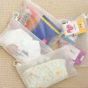 고리형 지퍼 파우치 다용도 여행용 화장품 수납백 투명 반투명 지퍼파우치