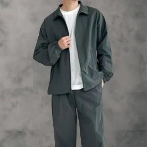 [옷자락]남성 캐주얼 바스락 나일론 집업 밴딩 바지 세트