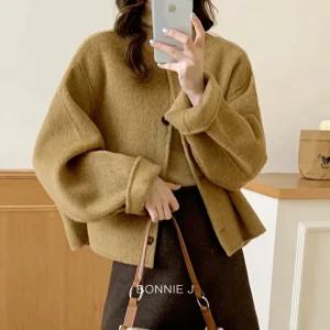 [보니제이]핸드메이드 싱글 울 숏코트 아우터 여자 여성 겨울 코