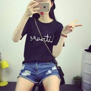 로고프린트 숏티 트렌디반팔티