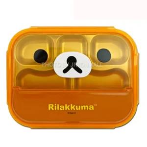 유아용 스텐 식판 도시락 브라운 리락쿠마 디자인 아기 식기 아동식기