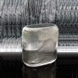 [셀러에이드]ksr 유리화분 화병 스트라이프 타원(중) 14x7x17cm