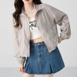 여성 봄가을 2색 아우터 점퍼 바람막이 세미크롭 아노락 경량