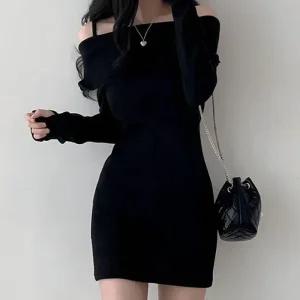 [라일리여성의류] Rly 여성 오프숄더 슬림 골지 미니원피스 페미닌룩