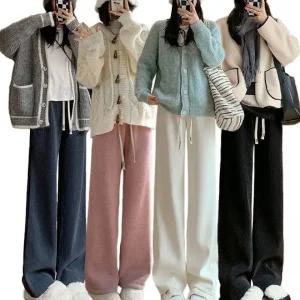 코듀로이 골덴바지 코디 여성 와이드 팬츠 밴딩 기모 따뜻한 일자핏 여자겨울바지 6color