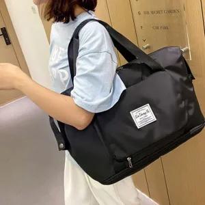 여행용 보조 가방 접이식 캐리어 방수 여행용 보스턴 백 주말 피트니스 세련된 스포츠 수납력 나들이