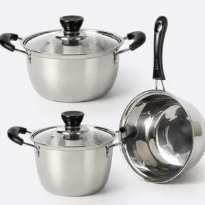 스테인리스 냄비 인덕션 편수 3종 스텐 냄비 세트 주방 통주물 201 가벼운 찌개 전골 끓는 라면 조리