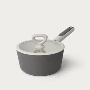 인덕션 주방 냄비 투톤 가정용 가스 세라믹 코팅 냄비 그레이 18cm 알루미늄 논슬립 캠핑용 손잡이