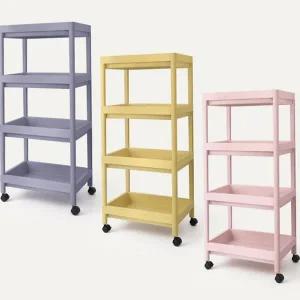 이동식 수납 선반 플라스틱 바퀴형 다용도 이동식 4단 선반 틈새 욕실수납선반 수납장 조립식 사각 좁은