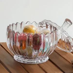 유리 사탕 그릇 크리스탈 테이블 플레이팅 유리 뚜껑 용기 파티 보관함 뷔페 인테리어 디저트 장식 소품