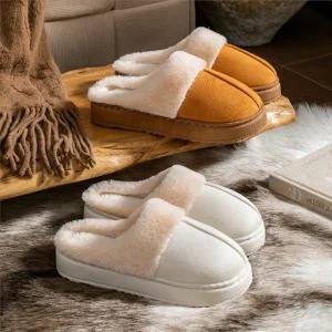 여성 겨울 털 슬리퍼 실내 실외 거실 사무실 퍼 뮬 실내화 양털 스웨이드 미끄럼방지 방한 기모 털신