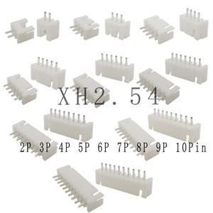 50Pcs XH 2.54 피치 핀 헤더 하우징 커넥터 JST 2P 3P 4P 5P 6P 7P 8P 9P 10 PCB 용 스트레이트