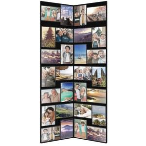 Qunclay 바닥 스탠딩 콜라주 사진 액자 장식 32개의 개구부 4 x 6 인치 힌지 접이식 칸막이 화면 스타일 블랙 펠트 벽 모서리용 다중 디스플레이 보드