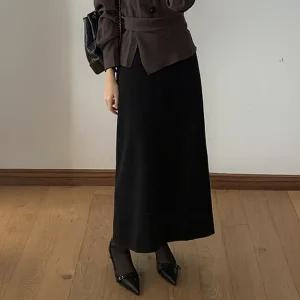 [코코블랑] 포멀 트임 롱 스커트(뒷밴딩)