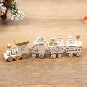 대량차등가격 징글벨 크리스마스 원목 기차(화이트) 테이블장식