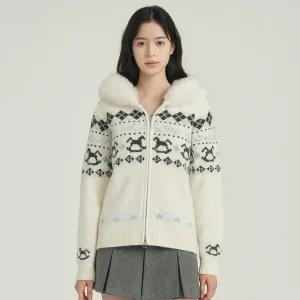 [25 신상] 노르딕 퍼 후드 집업 니트 가디건 (TLCCZ4999)