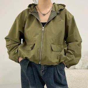 빅사이즈 509 간절기바스락숏후드집업 DRAV198