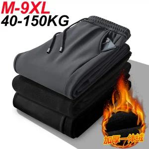 바이크 바지 모터사이클 팬츠 라이딩 방한 큰 사이즈 9xl 8xl 겨울 양털 운동복 남자 두꺼운 조깅 Drawstri