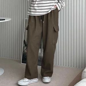 카고바지 벌룬팬츠 코듀로이 여성 포켓 일상 겨울기모