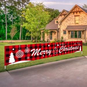 크리스마스 현수막 초대형 체크 성탄 파티 데코 장식/대형/장식/대형/야외/외부/문앞/매장/행사/이벤트
