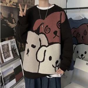 (무료배송) 귀여운강아지 캐릭터디자인 따뜻한 겨울룩 남성니트티