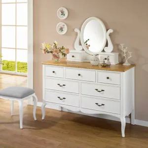 유캐슬 라비앙 엔틱 서랍장 와이드화장대 세트+원형경 /스툴별도