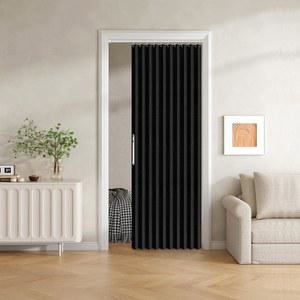 질론 100% 블랙아웃 패브릭 접이식 도어 커튼, 마그네틱 클로저 - 슬라이딩 도어, 옷장, 옷장 및 임시 솔루션을 위한 아코디언 스타일 커튼 W42 x L78, 블랙 1 패널
