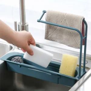 길이 조절 슬라이딩 싱크대 수납함 수세미 행주 정리 수세미정리대 수세미거치대 싱크대수납함