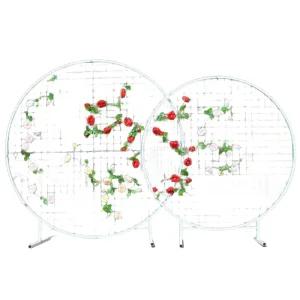 포토존설치 금속 원형 웨딩 그리드 아치 풍선 흰색 1m 배경