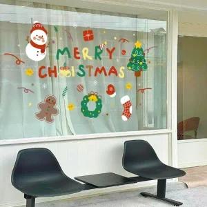 (사이즈 38 x 22cm)크리스마스 정전기 스티커 창문 산타 트리 유리창 겨울 장식 셀프 데코 카페 거울 창문