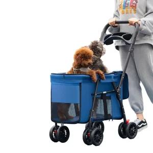 개모차 더블 애견 유모차 강아지 산책 카트 2단