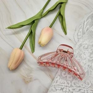 (투명핑크) 나비모양 라운드 헤어집게핀/헤어/집게/핀/머리/삔/집게삔/여성/올림머리/여자/예쁜/데일리