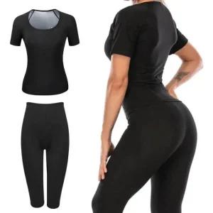 [라일리여성의류] Rly 여성 땀복 반팔 7부바지 쫀쫀 운동복 상하 세트