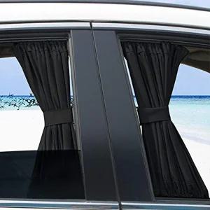 인앤캠핑 차량용 햇빛가리개 레일 커튼 세트, 블랙, 1세트