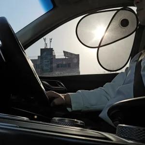 제너릭 흡착식 운전석 차량 햇빛가리개 각도조절, Oval 블랙, 1개