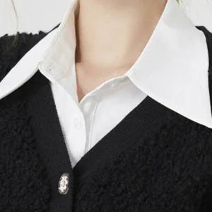 데일리 맨투맨 니트 레이어드 빅카라 페이크 캐주얼 디자인 스타일 패션 깔끔한 코디 가벼운