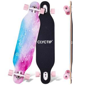 CLYCTIP 41인치 롱보드 스케이트보드, 9겹 메이플, ABEC-11 베어링, 크루징, 카빙, 다운힐 및 프리스타일을 위한 완벽한 스케이트보드