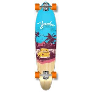 요카허 롱보드 스케이트보드 완전 킥테일 크루저 40인치 x 10인치, 프리미엄 블랙 그립 테이프, 헤비 듀티 알루미늄 합금 트럭, 71mm 휠(완전 - 블루 앤 레드) 포함