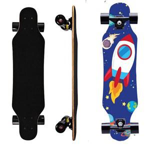 미니 크루저 롱보드, 31인치 소형 와이드 휠 스케이트보드, 초보자용 안정적이고 제어하기 쉬운 공원 및 거리 라이딩에 적합한 독특한 불꽃 패턴