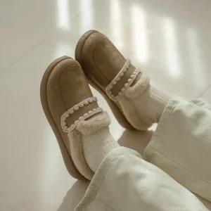 SOVO 로아트 퍼안감 러버솔 털슬리퍼 3cm