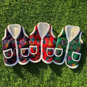 쏭바이펫 강아지,고양이 시골 겨울조끼,김장조끼,꽃무늬,S-3XL