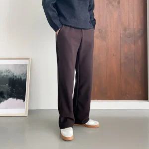 [1 1] 융기모 스웨이드 세미와이드팬츠 트레이닝 데일리 스판 편한 와이드바