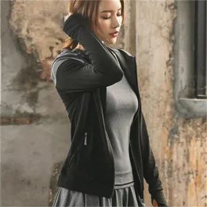 [하프클럽 옷자락]여성 트레이닝 헬스 필라테스 배색 나그랑 후드 집업