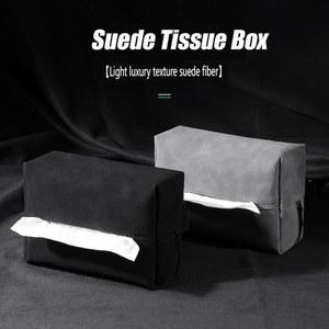 스웨이드 자동차 머리 받침 티슈 가방 인테리어 자동차 종이 타월 주최자 범용 자동차 좌석 뒤로 교수형 스토리지 박스 액세서리